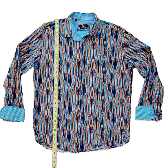 Mizumi Couture Vibrant Colorful Button Down Shirt with Contrasting Cuffs - Picture 6 of 12
